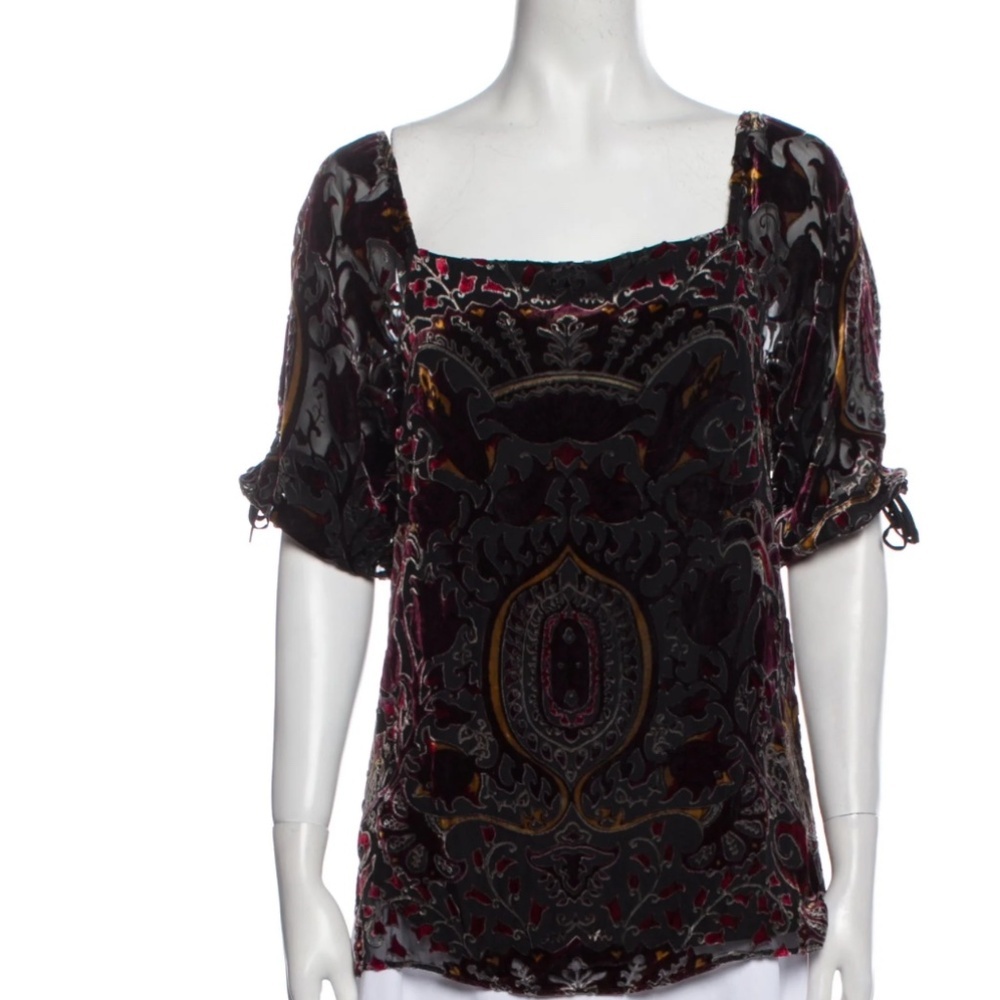ALICE + OLIVIA Paisley Print Square Neckline Blouse